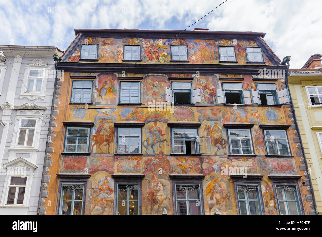 Duke court building in the downtown in Graz, Austria. Graz is the ...