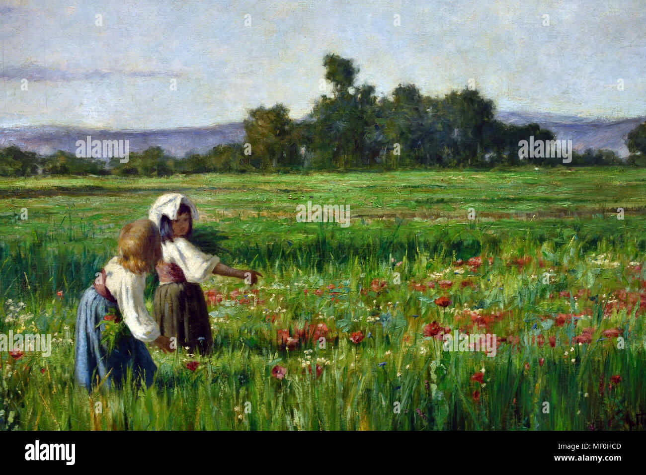 Roman Meadow (farmers landscape)  Italy 1878 Artur Loureiro 1853-1932 Portugal, Portuguese. Stock Photo