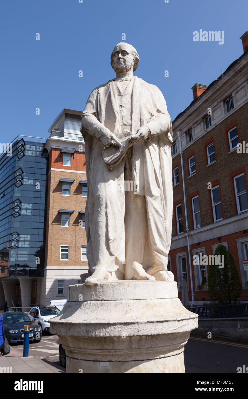 The statue is Robert Bentley Todd (1809-1860) outside King's College Hospital, Denmark Hill. Stock Photo