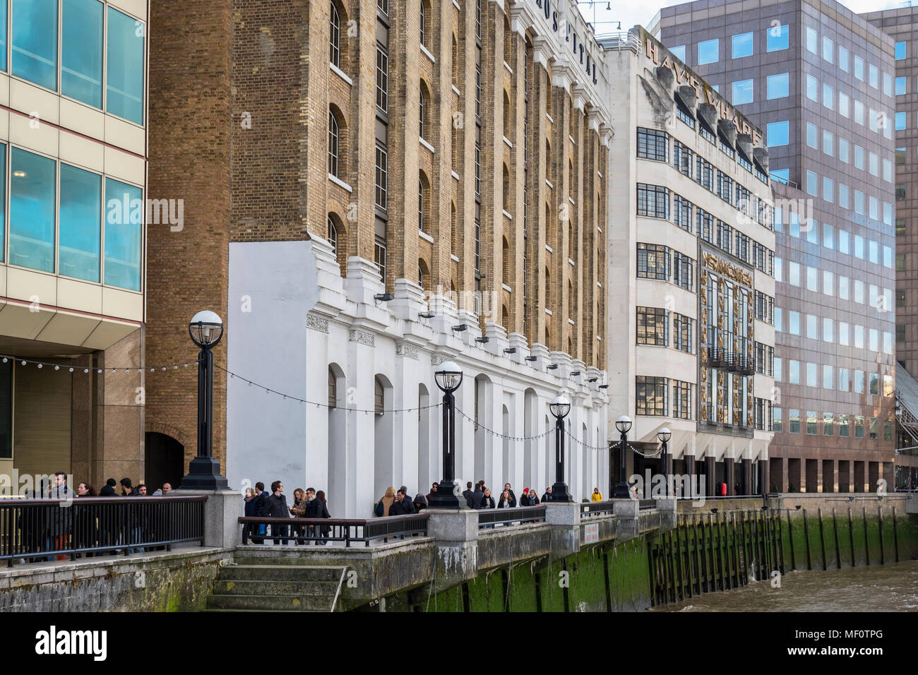 The Queen's Walk promenade on the south bank of the river Thames by