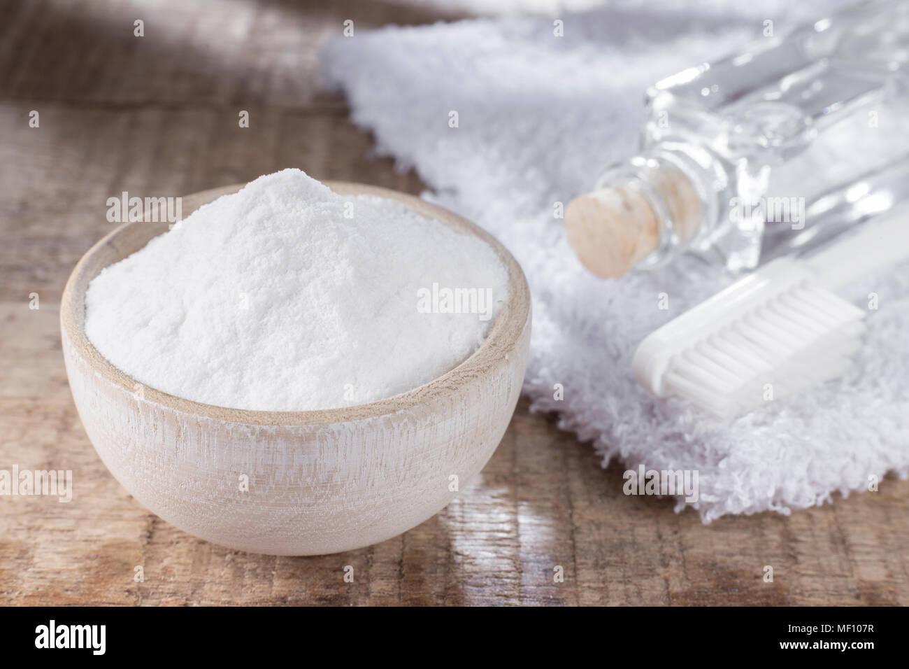 baking soda with brush and vinegar Stock Photo Alamy