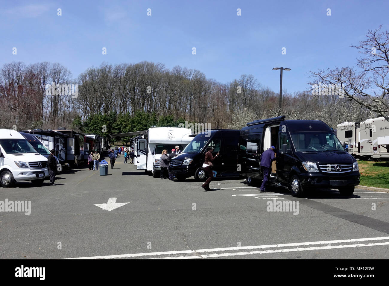 Attendees viewing RVs on display at Central NJ RV show Stock Photo Alamy