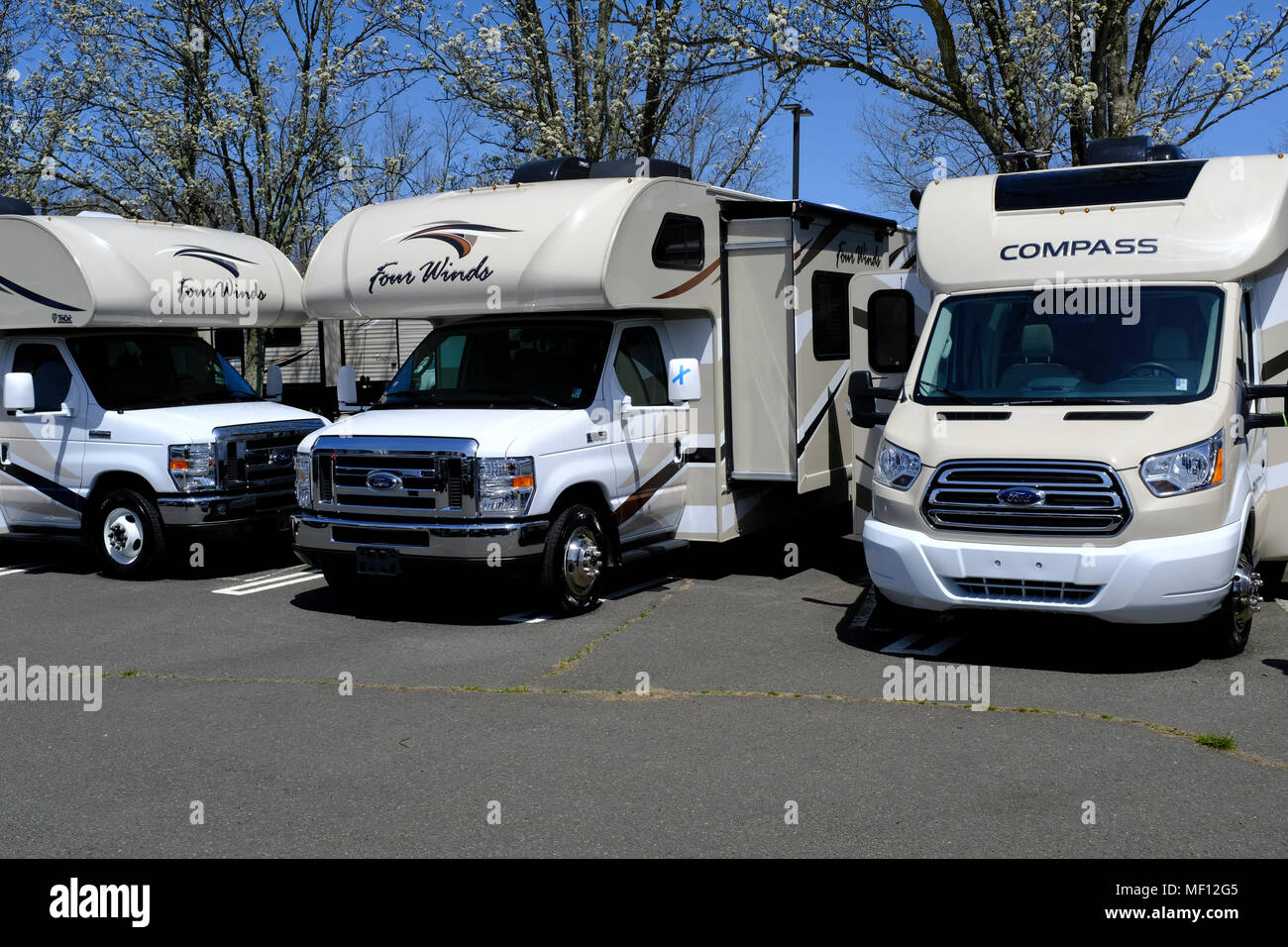 RVs on display at Central NJ RV show Stock Photo Alamy