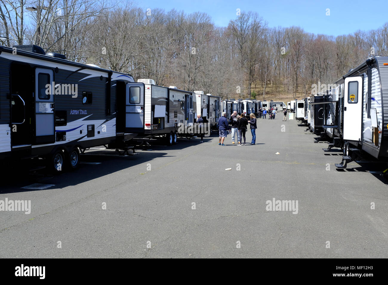 RVs on display at Central NJ RV show Stock Photo Alamy