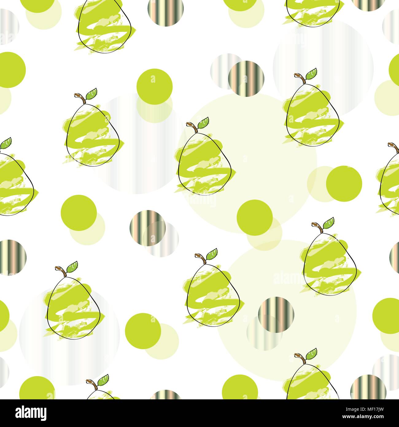 seamless pattern with pears and abstract circles Stock Vector