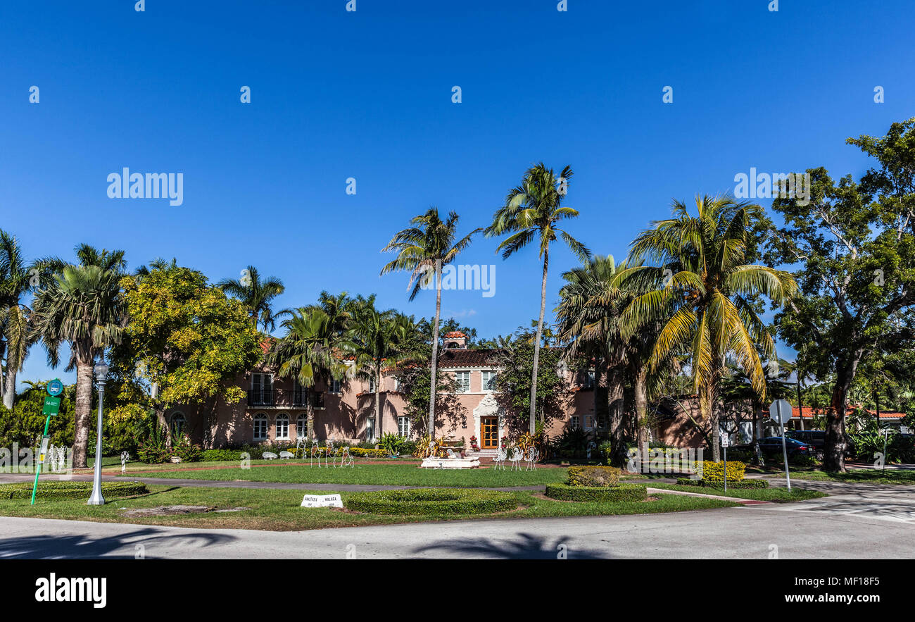 A Coral Gable mansion, Miami, Dade County, Florida, USA. Stock Photo