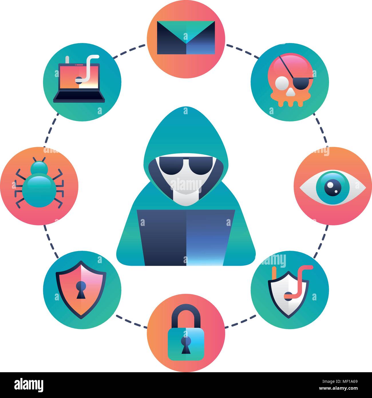 Computer Virus Set Icons Stock Vector Art Illustration Vector