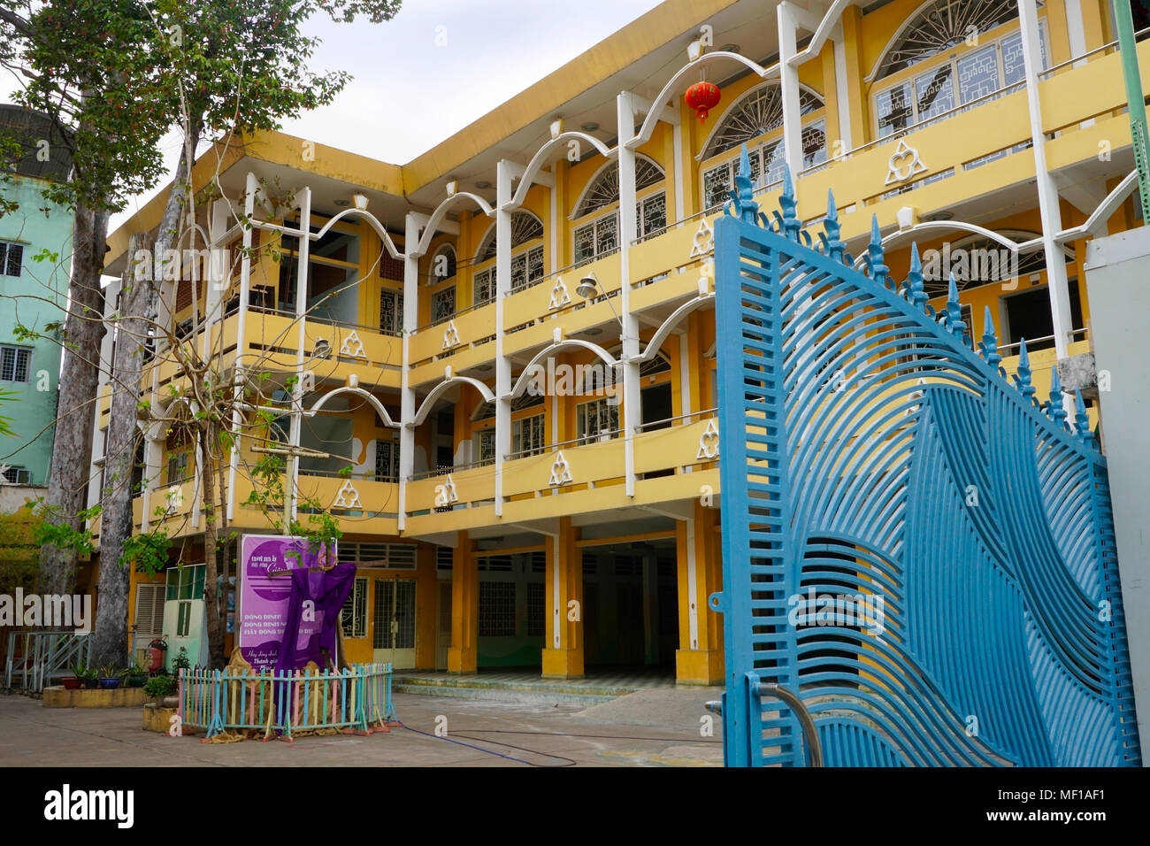 Housing and classrooms at St. Francis Xavier Parish in Chinatown, Ho Chi Minh City (Saigon) Vietnam Stock Photo