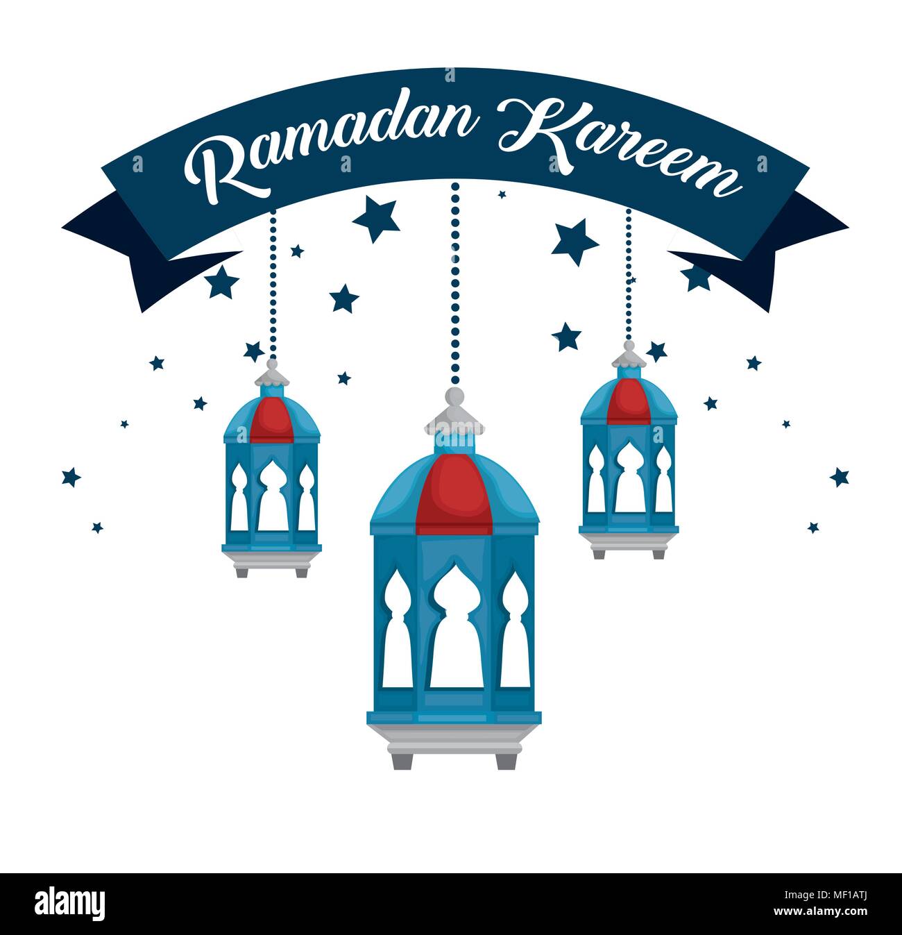 ramadan kareem card with lanterns hanging Stock Vector Image & Art - Alamy