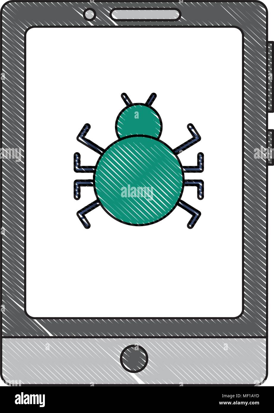 smartphone with bug virus icon Stock Vector Image & Art - Alamy