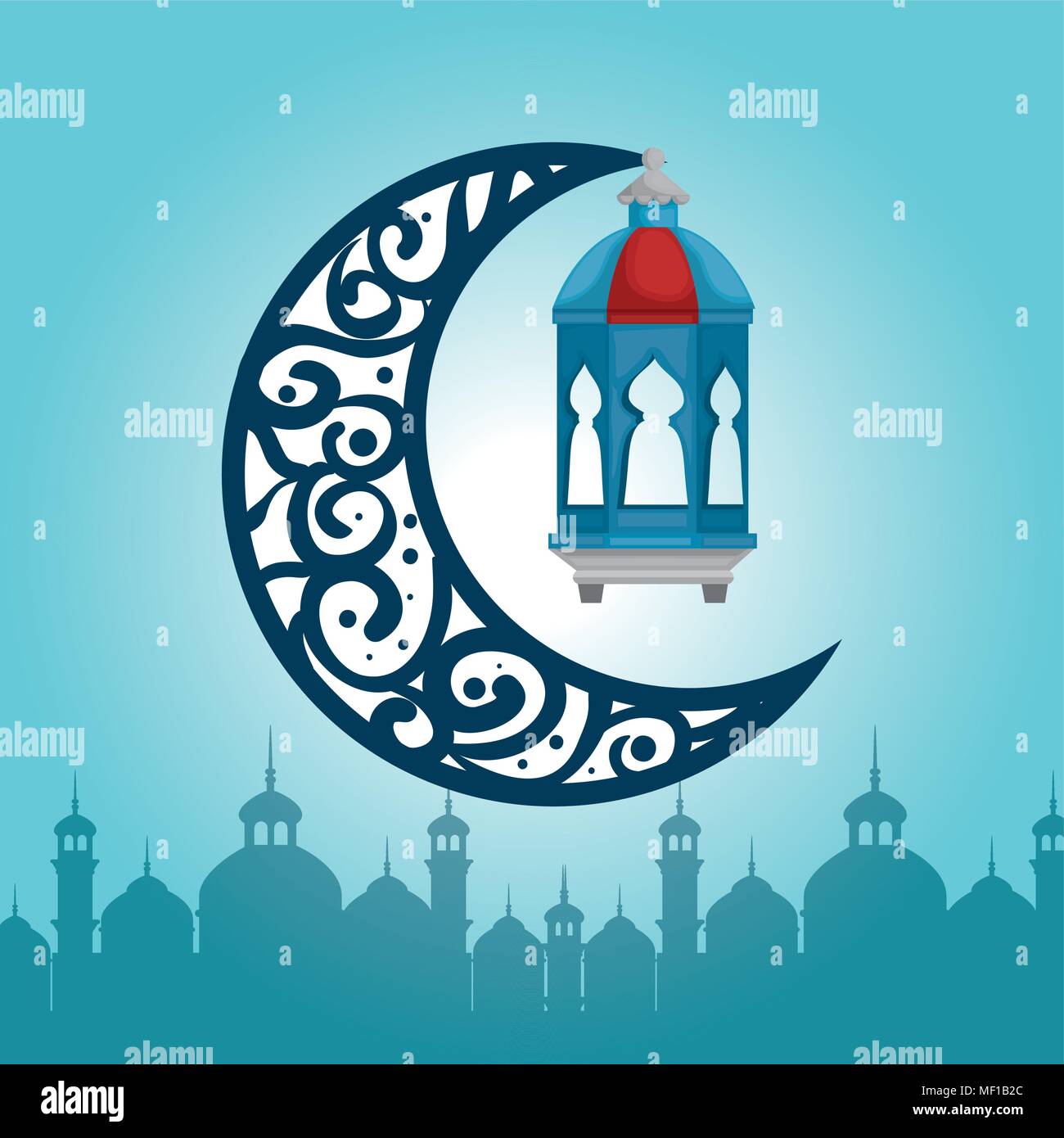 ramadan kareem card with lanterns hanging Stock Vector Image & Art - Alamy