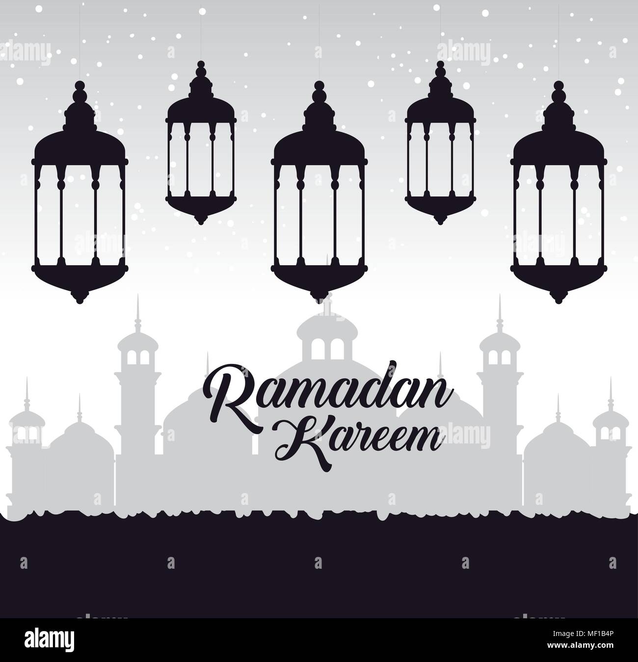 ramadan kareem card with lanterns hanging Stock Vector Image & Art - Alamy