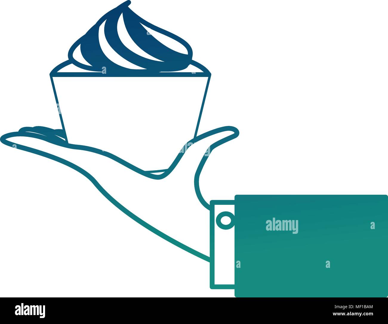 hand with delicious cup cake icon Stock Vector Image & Art - Alamy