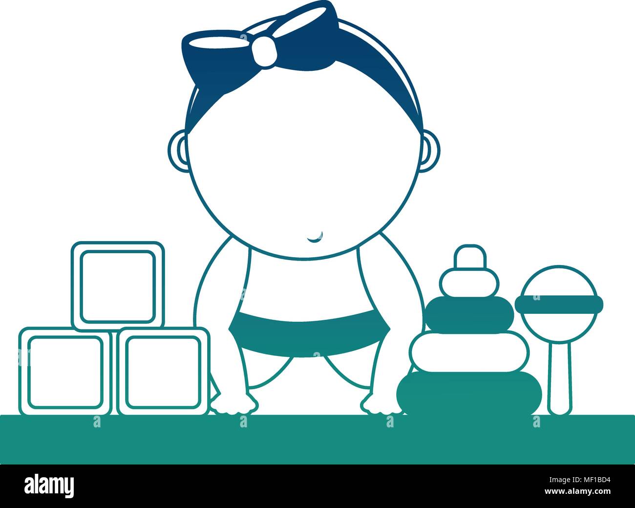 baby girl with diaper and toys icon Stock Vector Image & Art - Alamy