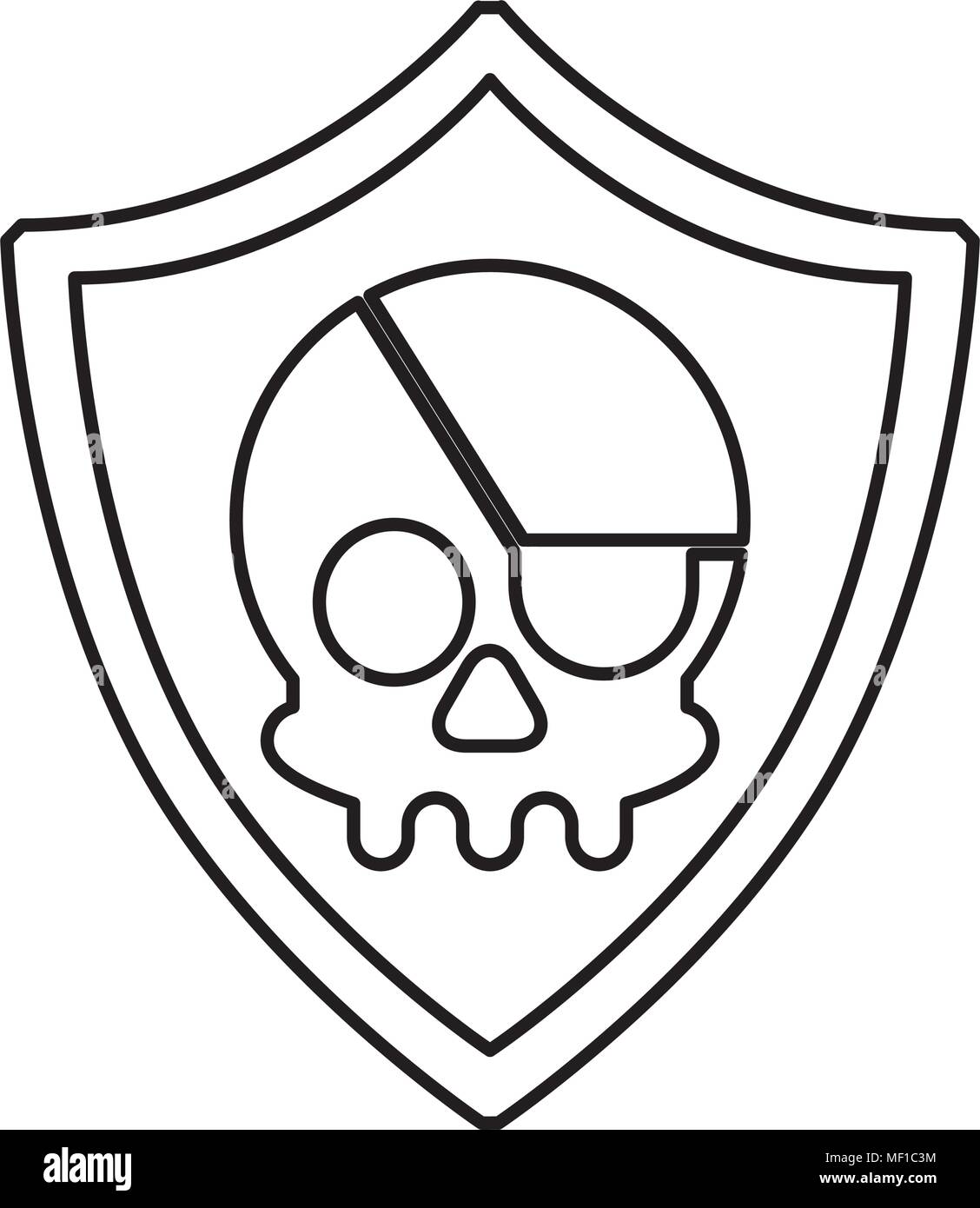 shield guard with pirate skull Stock Vector