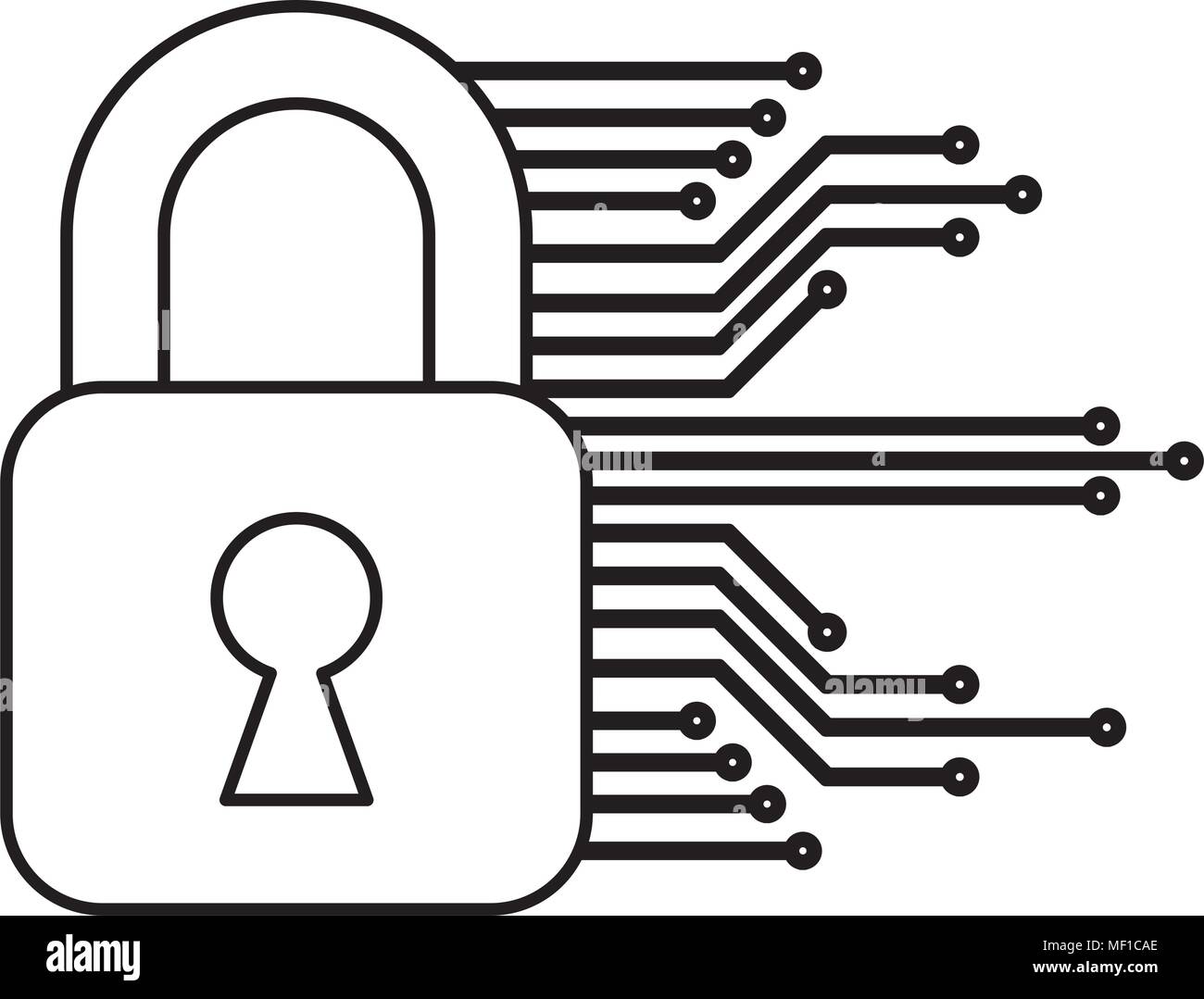safe secure padlock with circuit electric Stock Vector Image & Art - Alamy