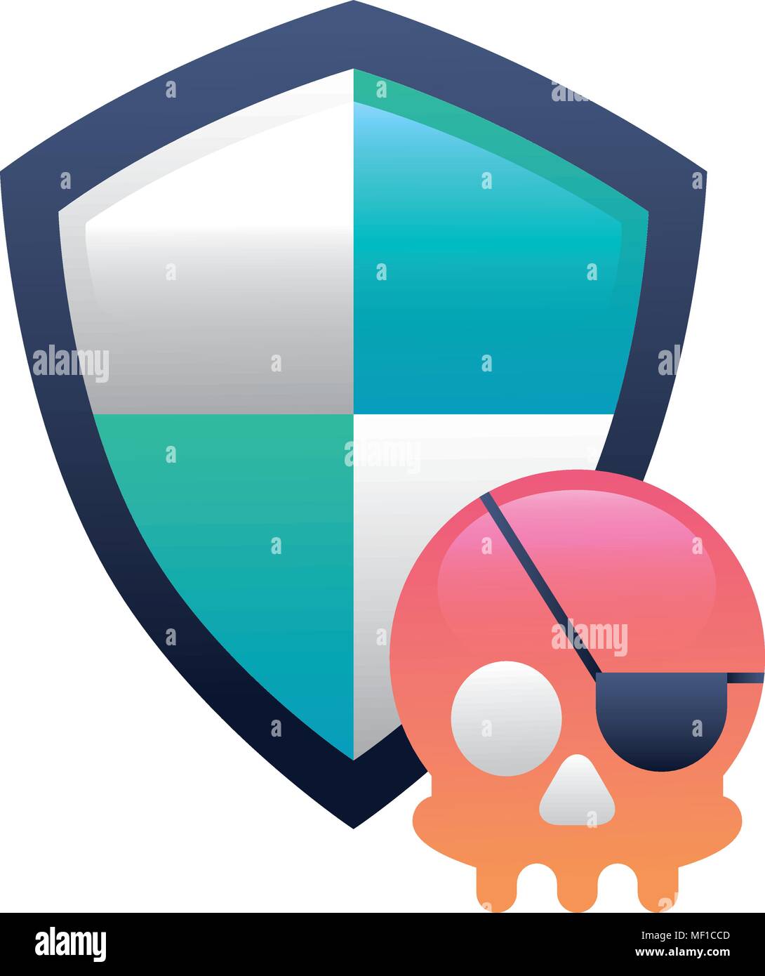 shield guard with pirate skull Stock Vector