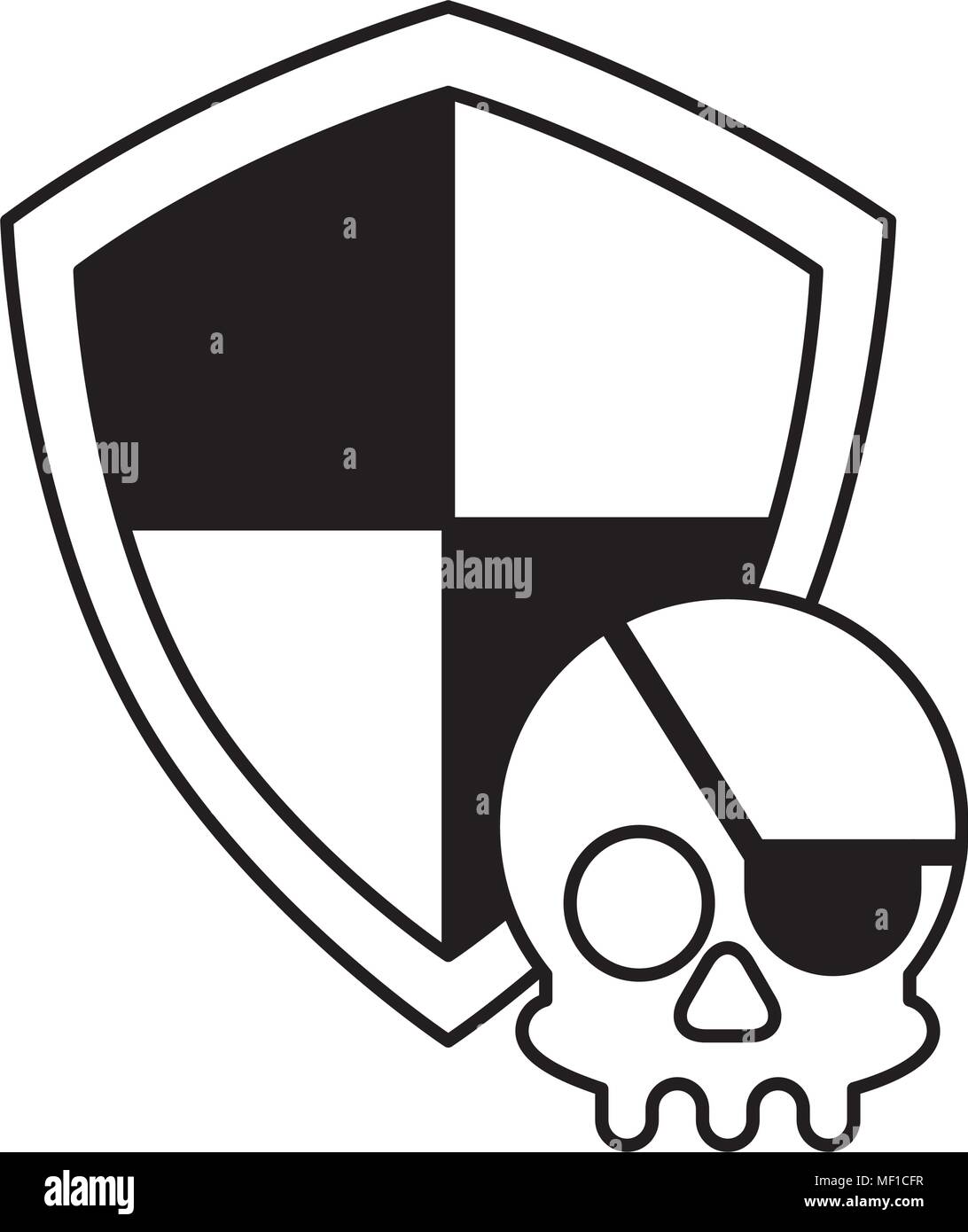 shield guard with pirate skull Stock Vector