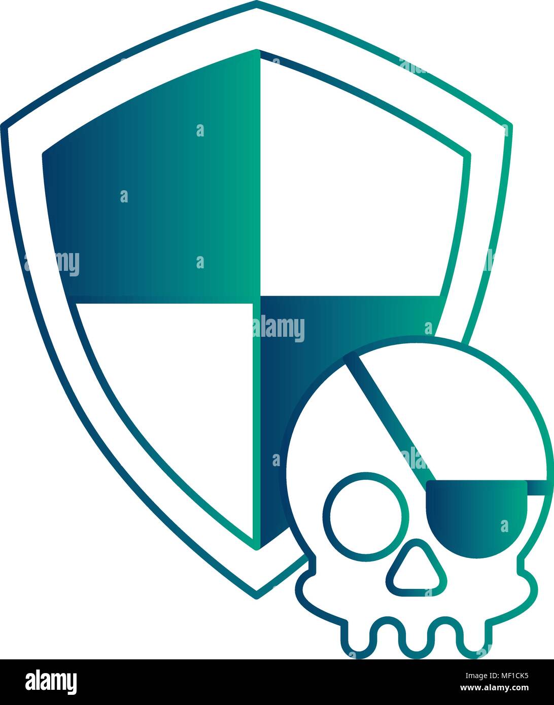 shield guard with pirate skull Stock Vector
