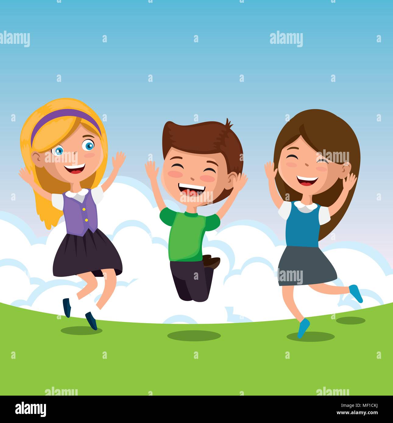 group of happy kids characters Stock Vector