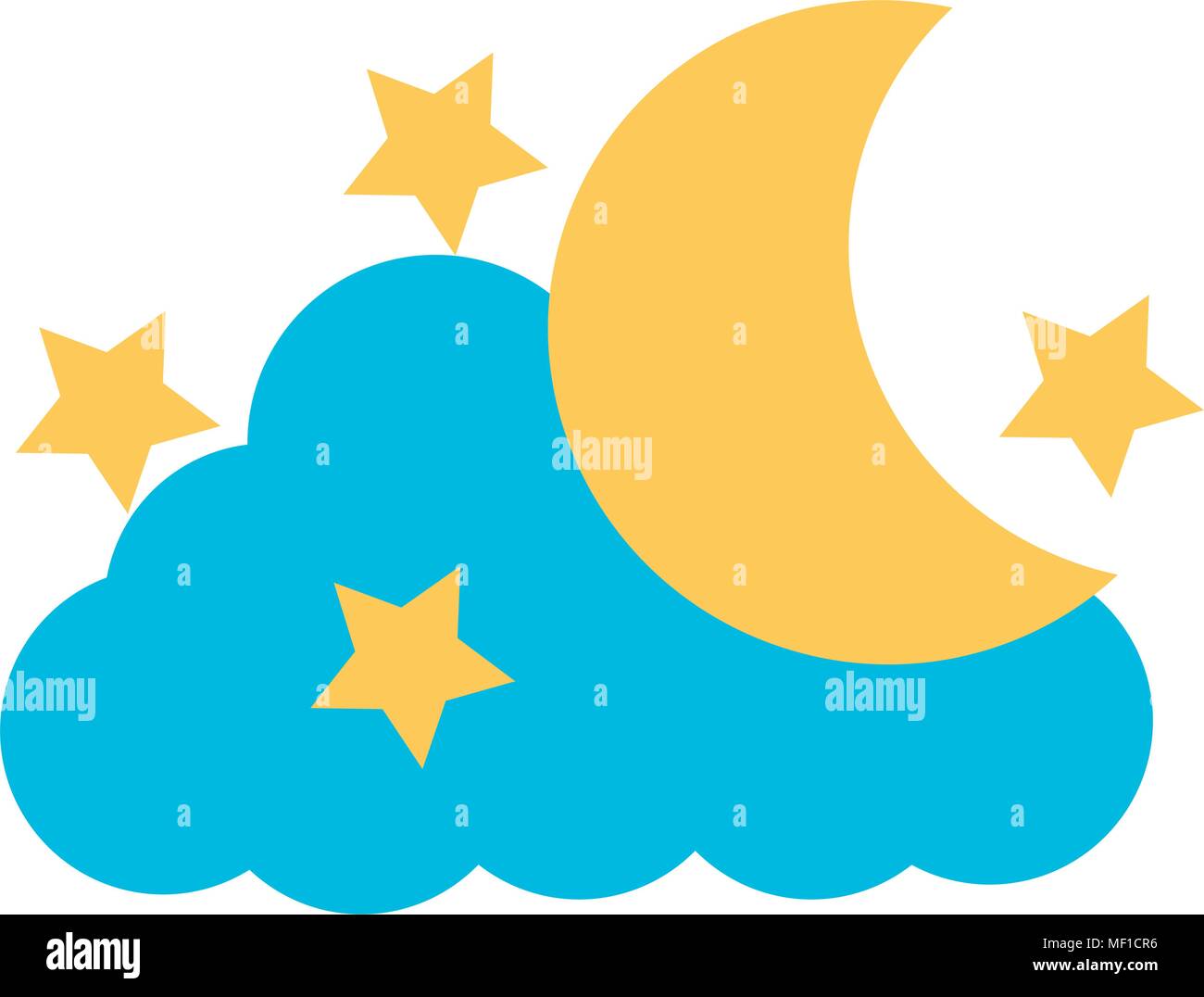 cute moon with cloud and stars Stock Vector Image & Art - Alamy