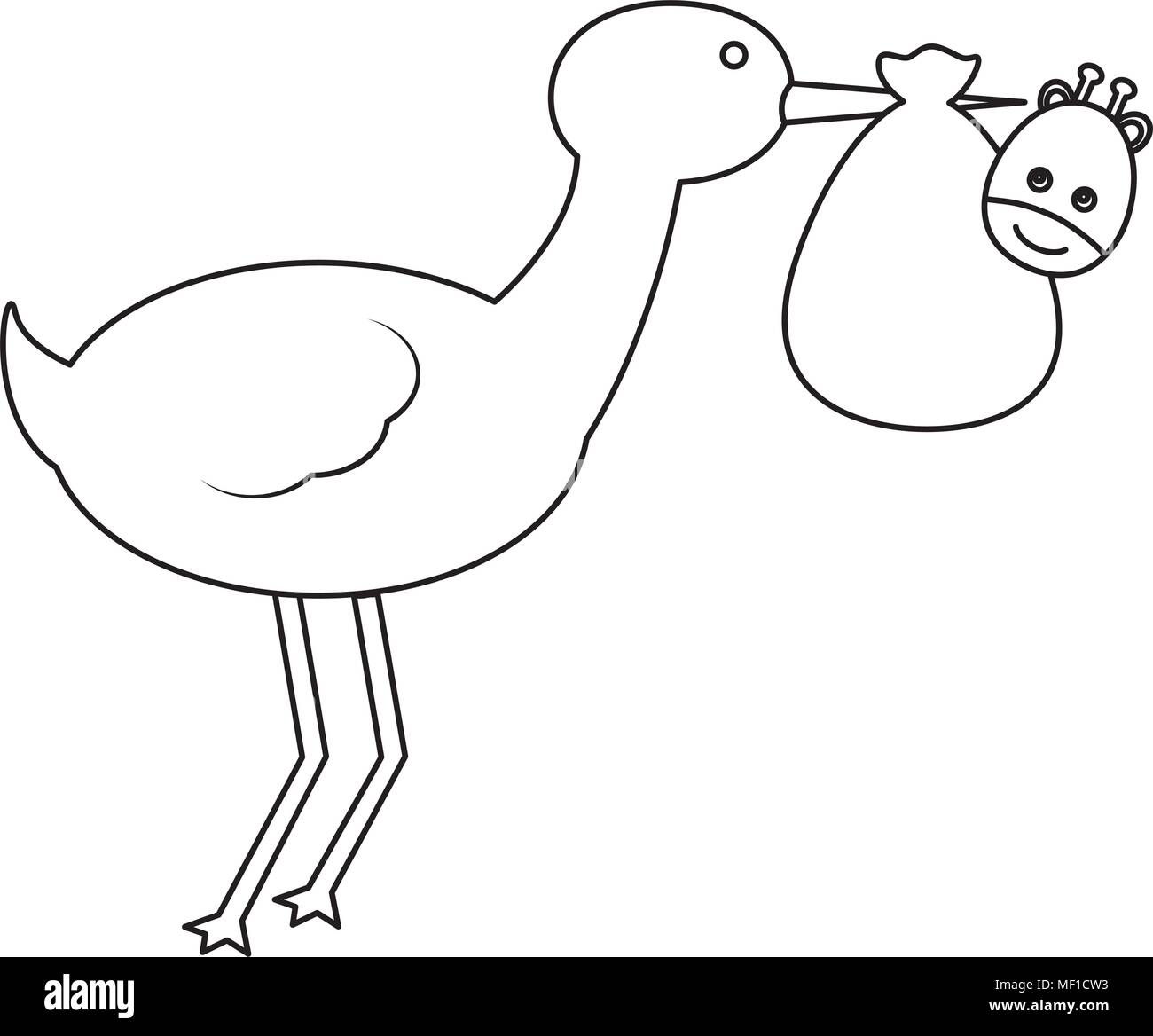 cute stork flying with giraffe baby Stock Vector Image & Art - Alamy