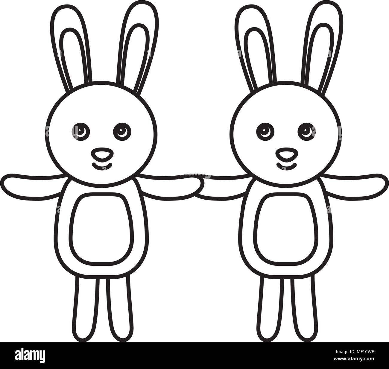 cute rabbits couple characters icon Stock Vector Image & Art - Alamy
