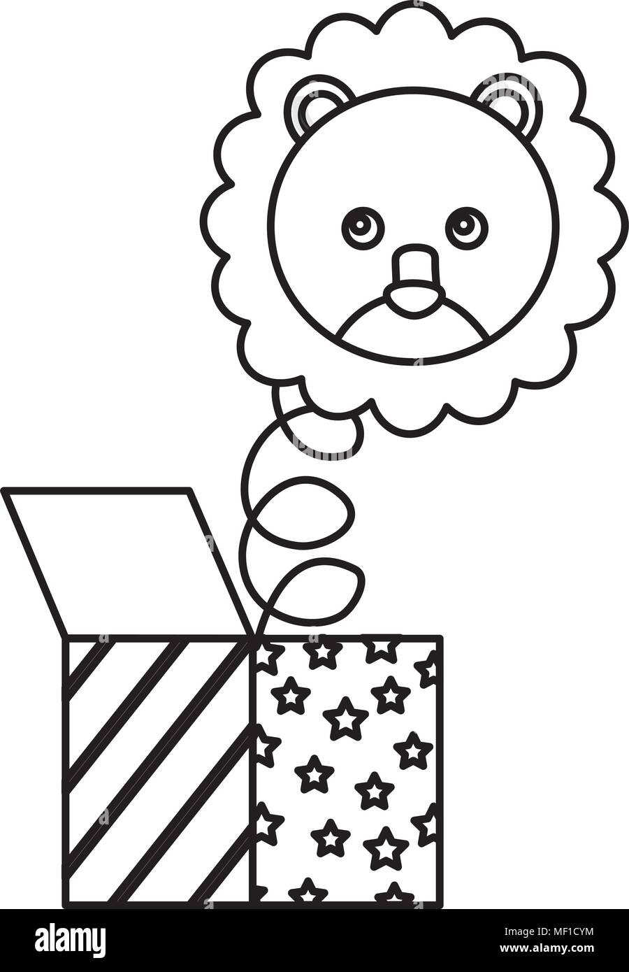 cute lion with surprise box character icon Stock Vector Image & Art - Alamy