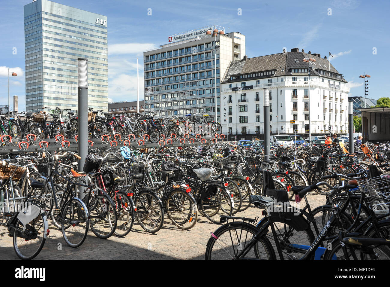 Copenhagen, Denmark - July 2015: Bicycle parking near Copenhagen's Central Railway Station Stock Photo