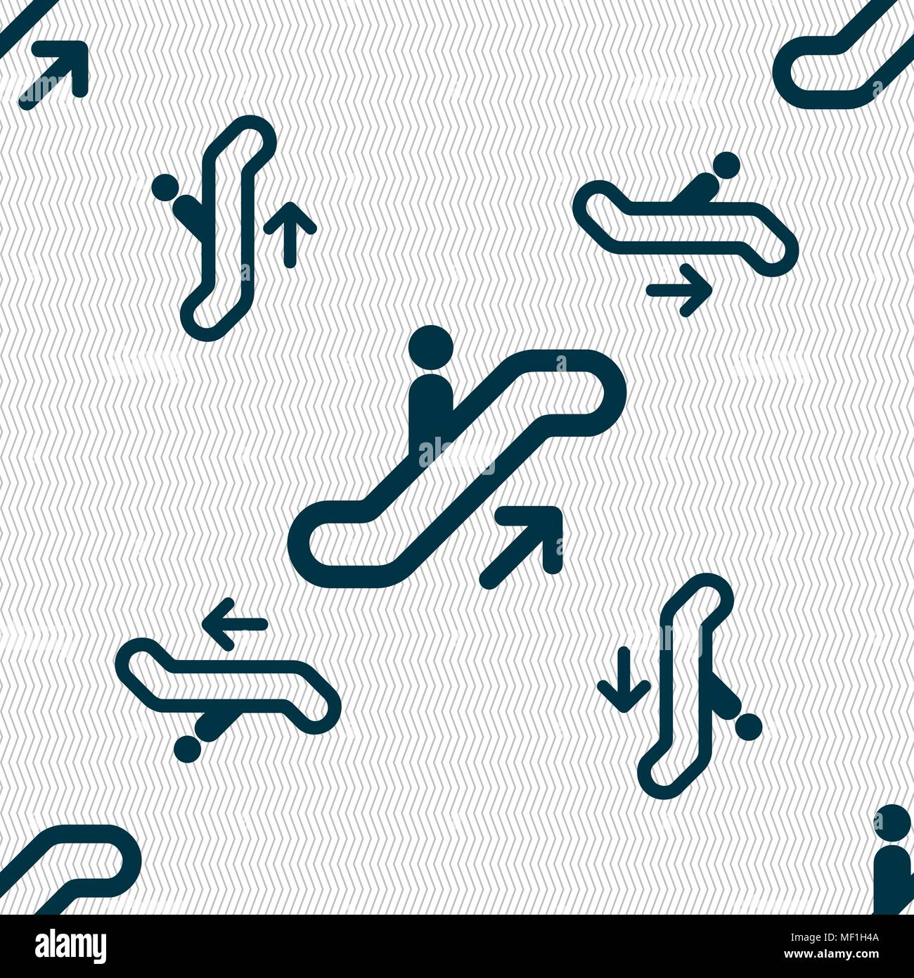 elevator, Escalator, Staircase icon sign. Seamless pattern with geometric texture. Vector illustration Stock Vector