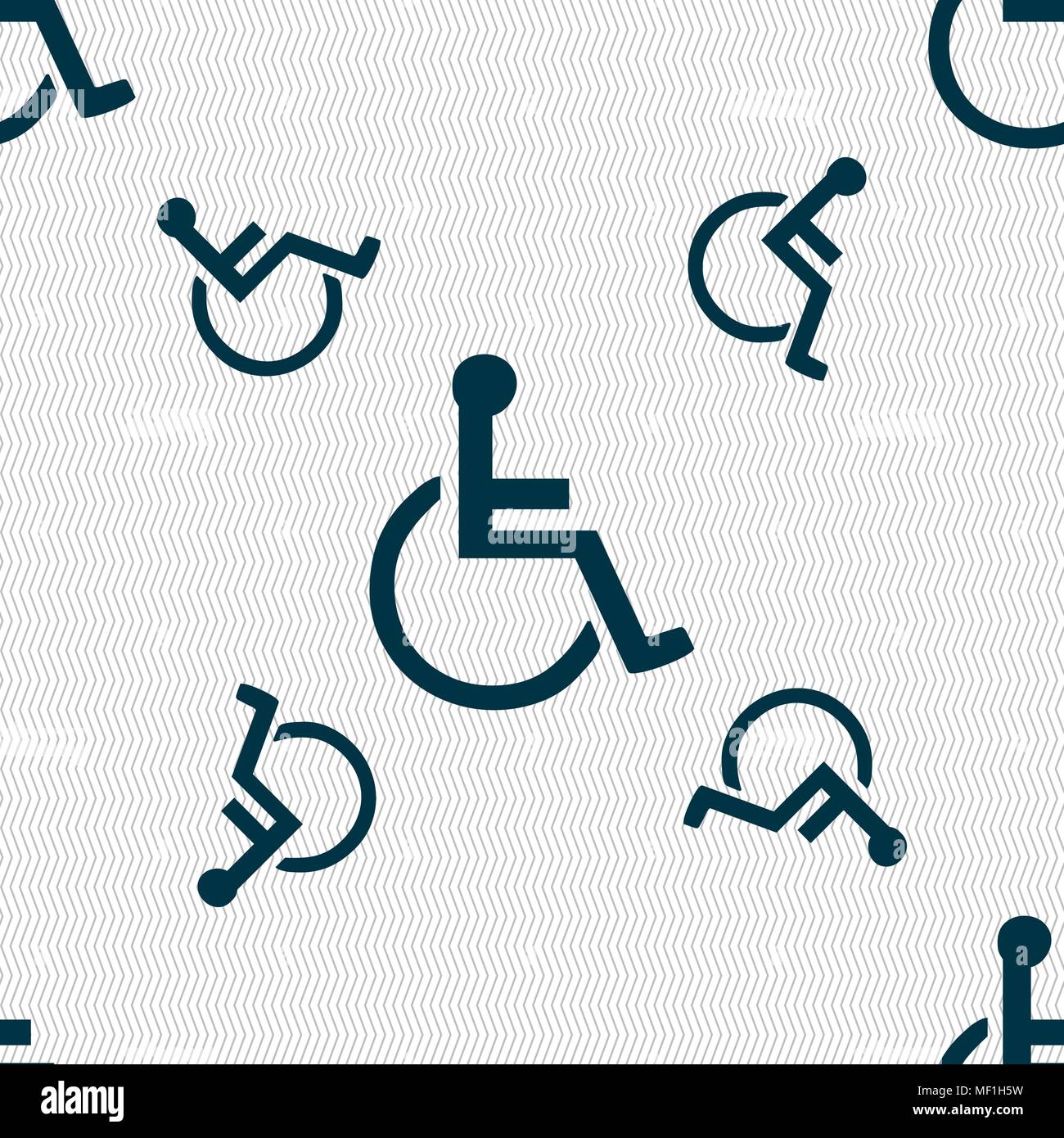 disabled icon sign. Seamless pattern with geometric texture. Vector illustration Stock Vector