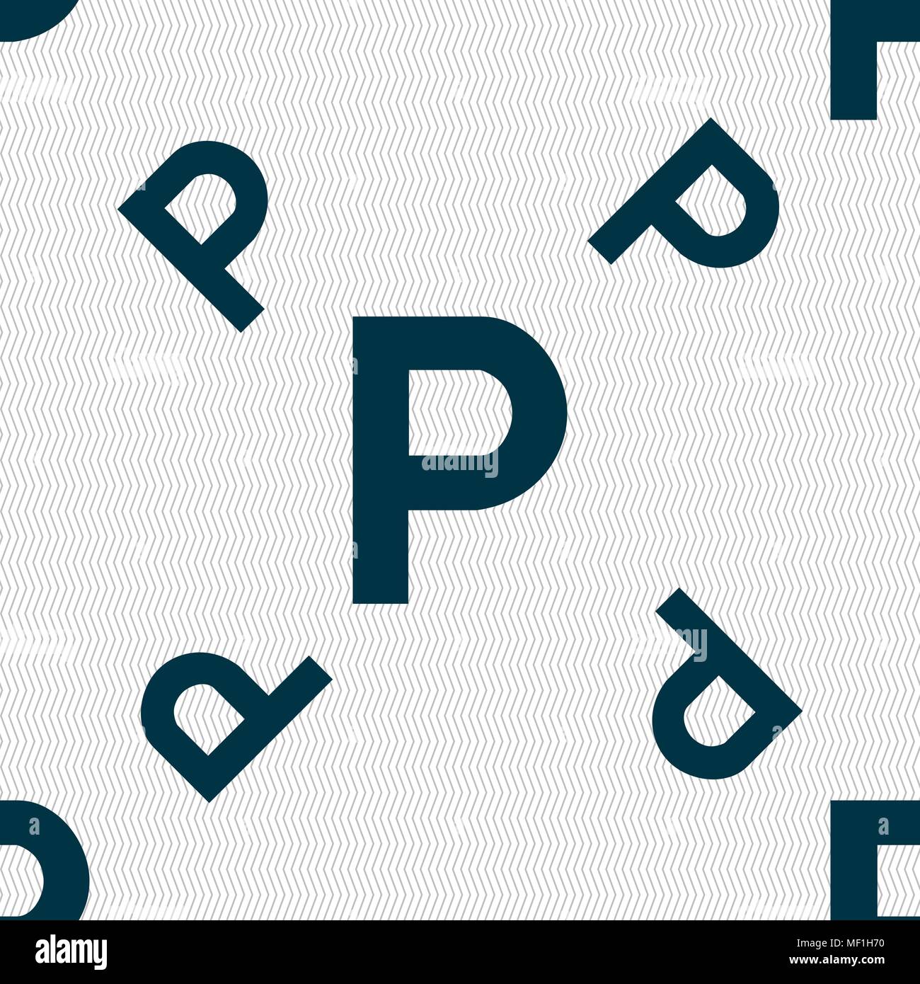 parking icon sign. Seamless pattern with geometric texture. Vector illustration Stock Vector