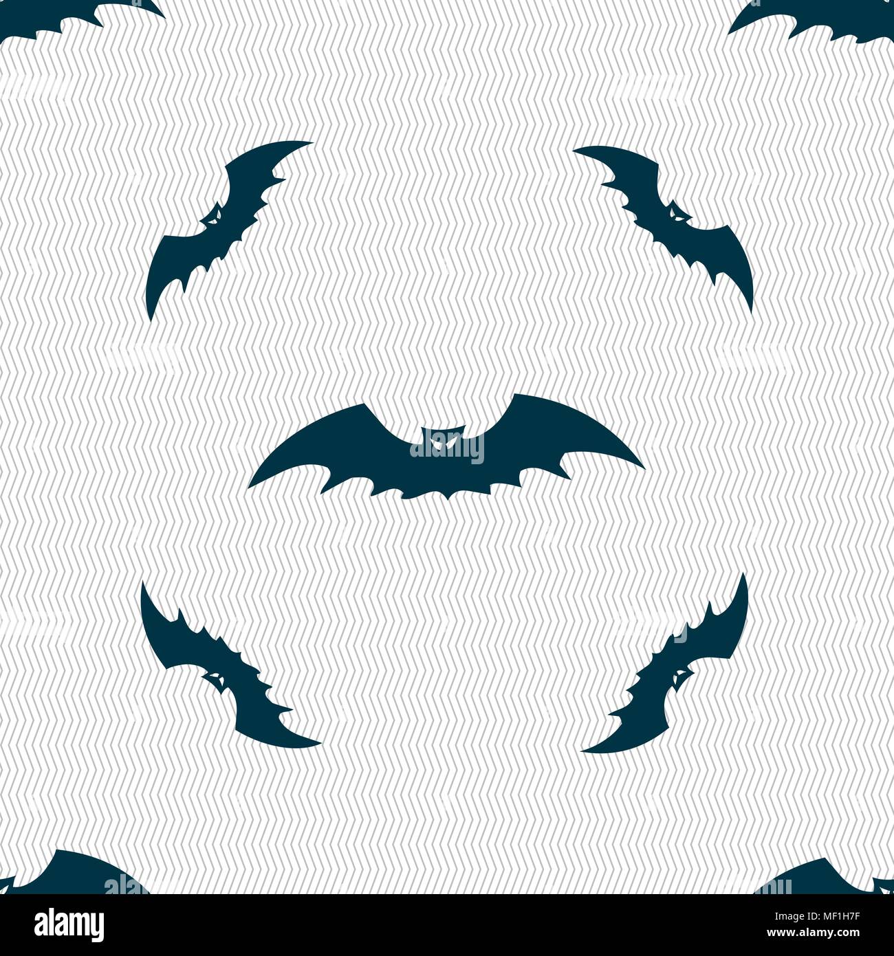 bat icon sign. Seamless pattern with geometric texture. Vector illustration Stock Vector