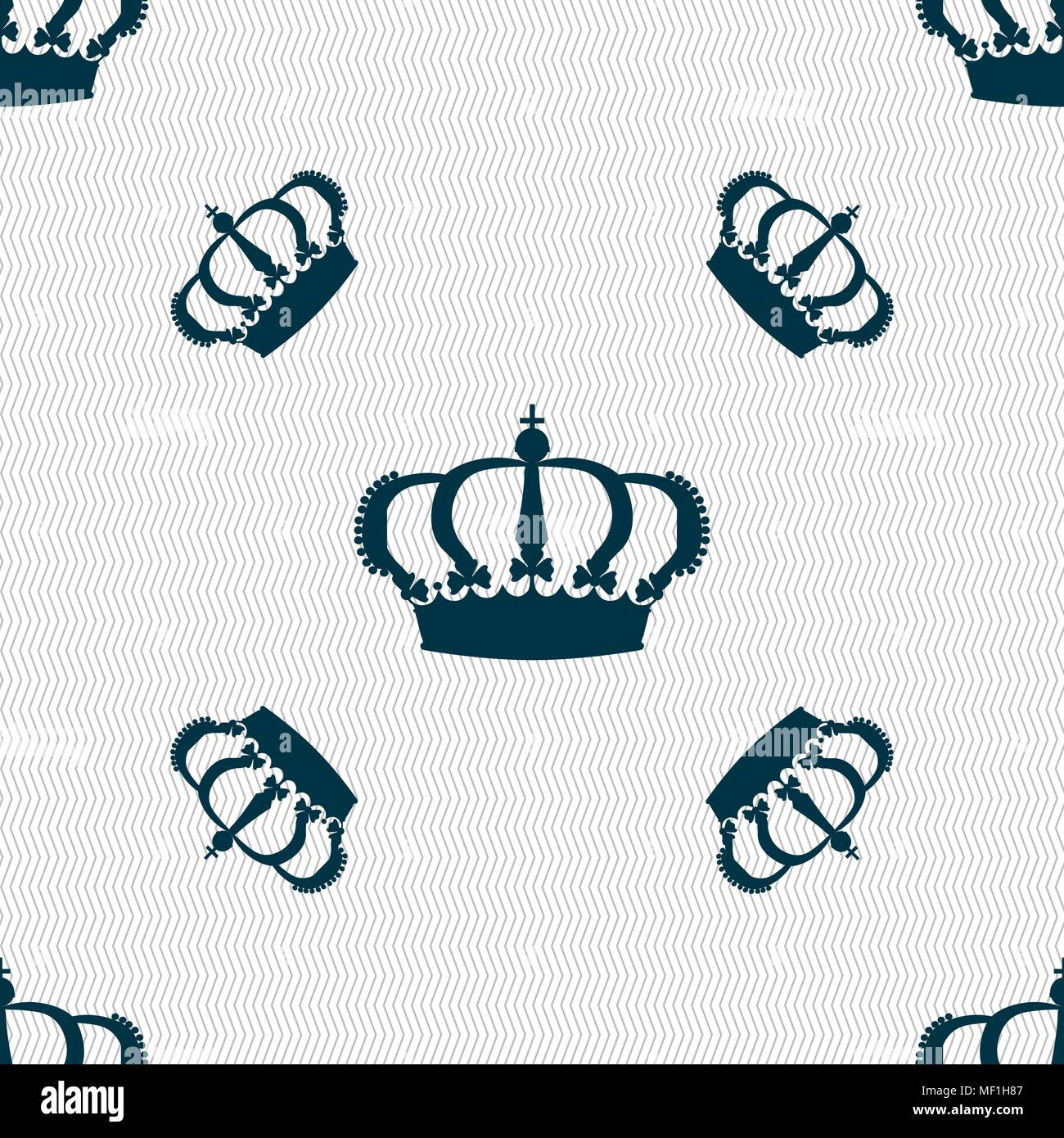 Crown icon sign. Seamless pattern with geometric texture. Vector ...