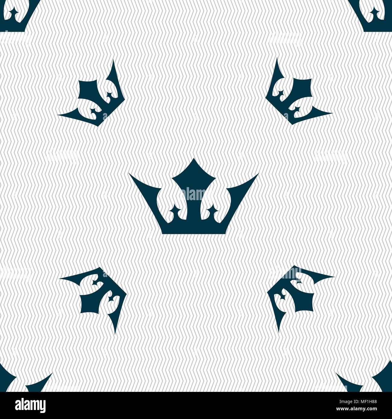 Crown icon sign. Seamless pattern with geometric texture. Vector ...