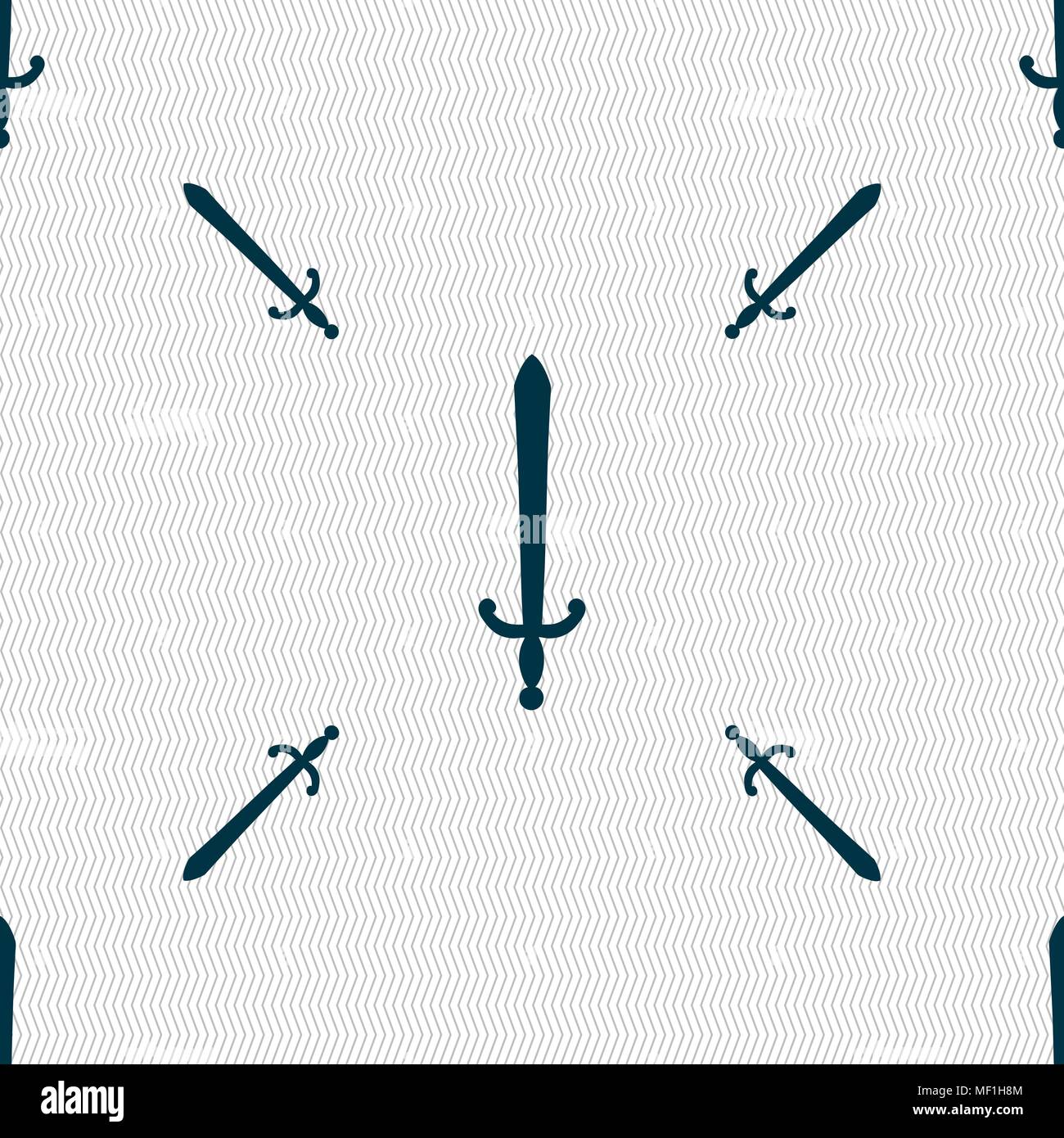 the sword icon sign. Seamless pattern with geometric texture. Vector illustration Stock Vector