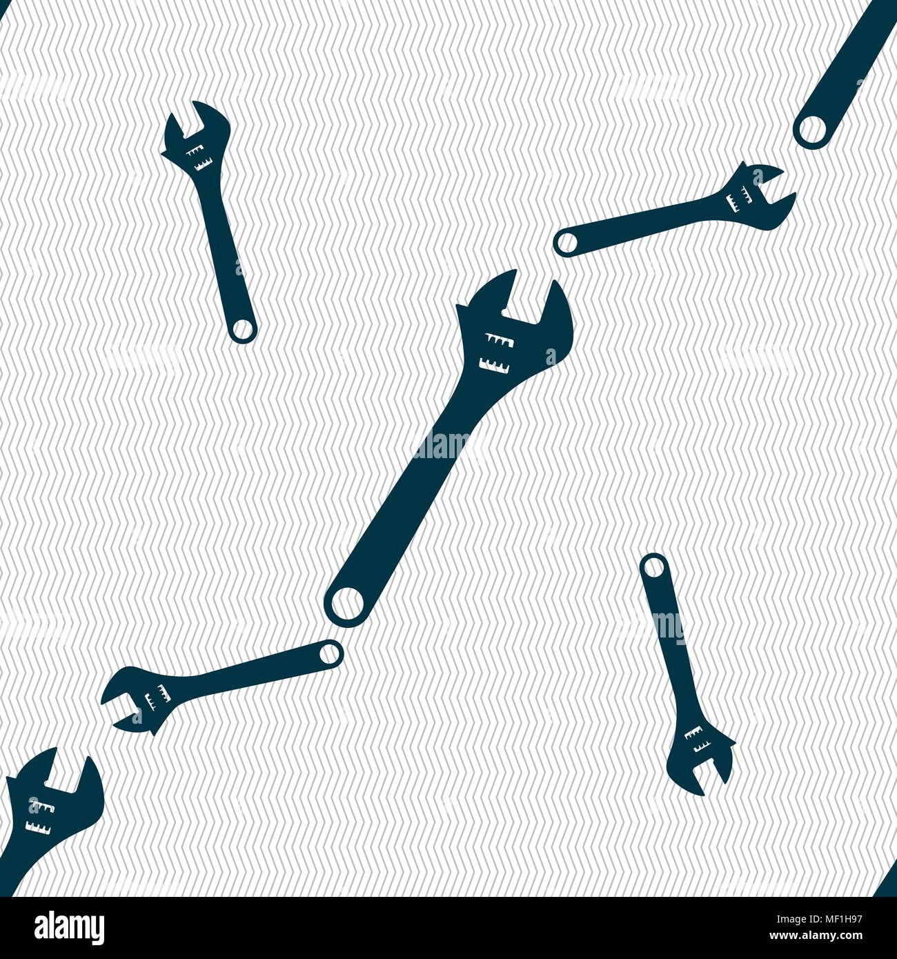 wrench icon sign. Seamless pattern with geometric texture. Vector illustration Stock Vector