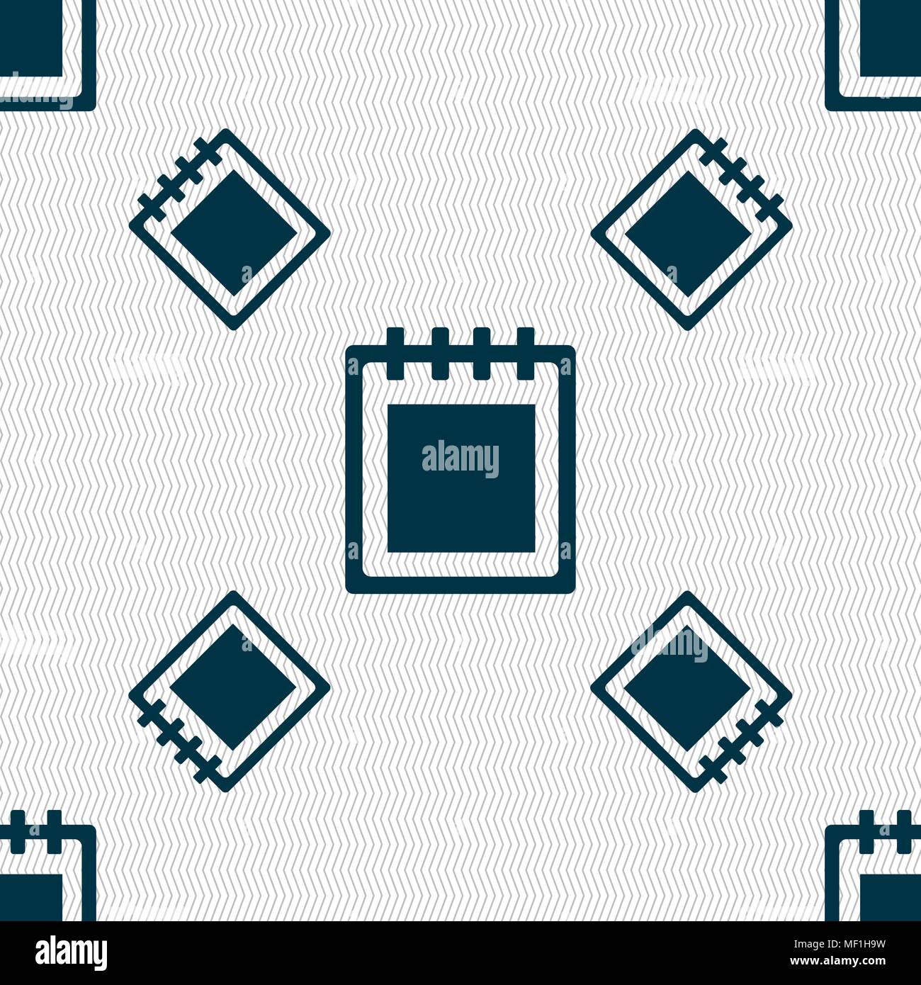 Notepad icon sign. Seamless pattern with geometric texture. Vector illustration Stock Vector