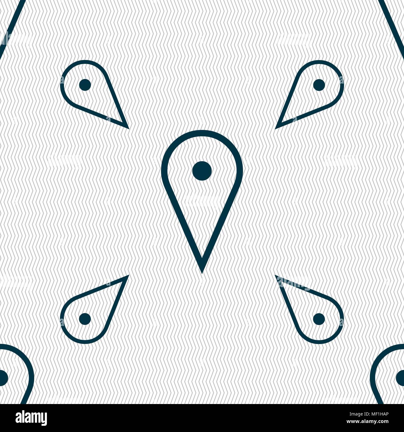 map poiner icon sign. Seamless pattern with geometric texture. Vector illustration Stock Vector