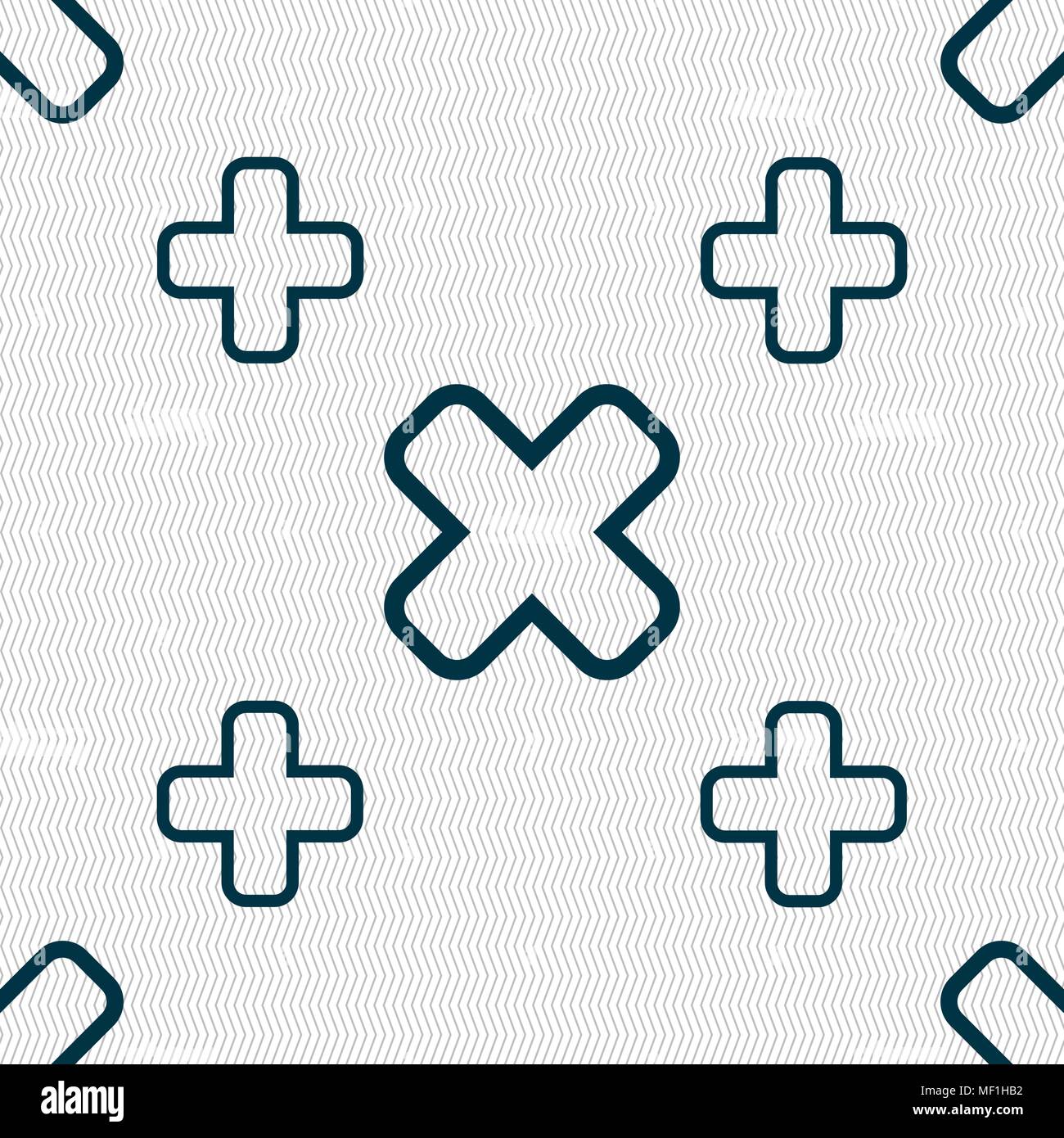 Cancel icon sign. Seamless pattern with geometric texture. Vector illustration Stock Vector