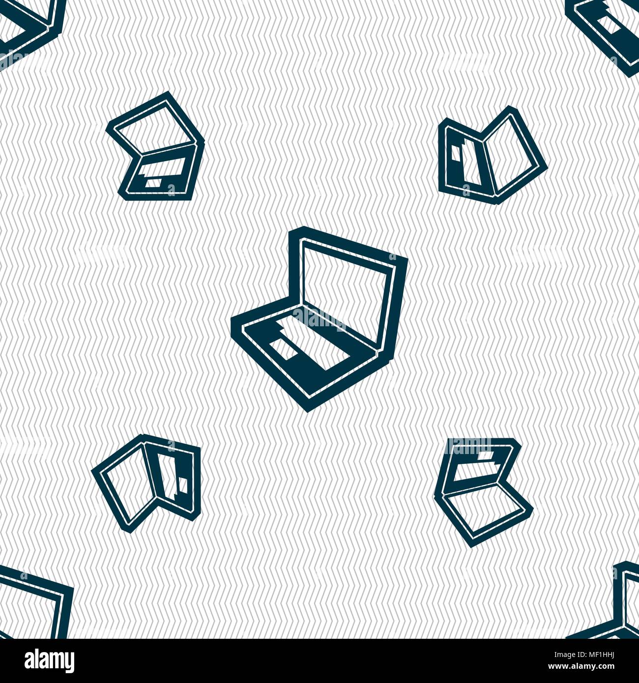 Laptop icon sign. Seamless pattern with geometric texture. Vector illustration Stock Vector