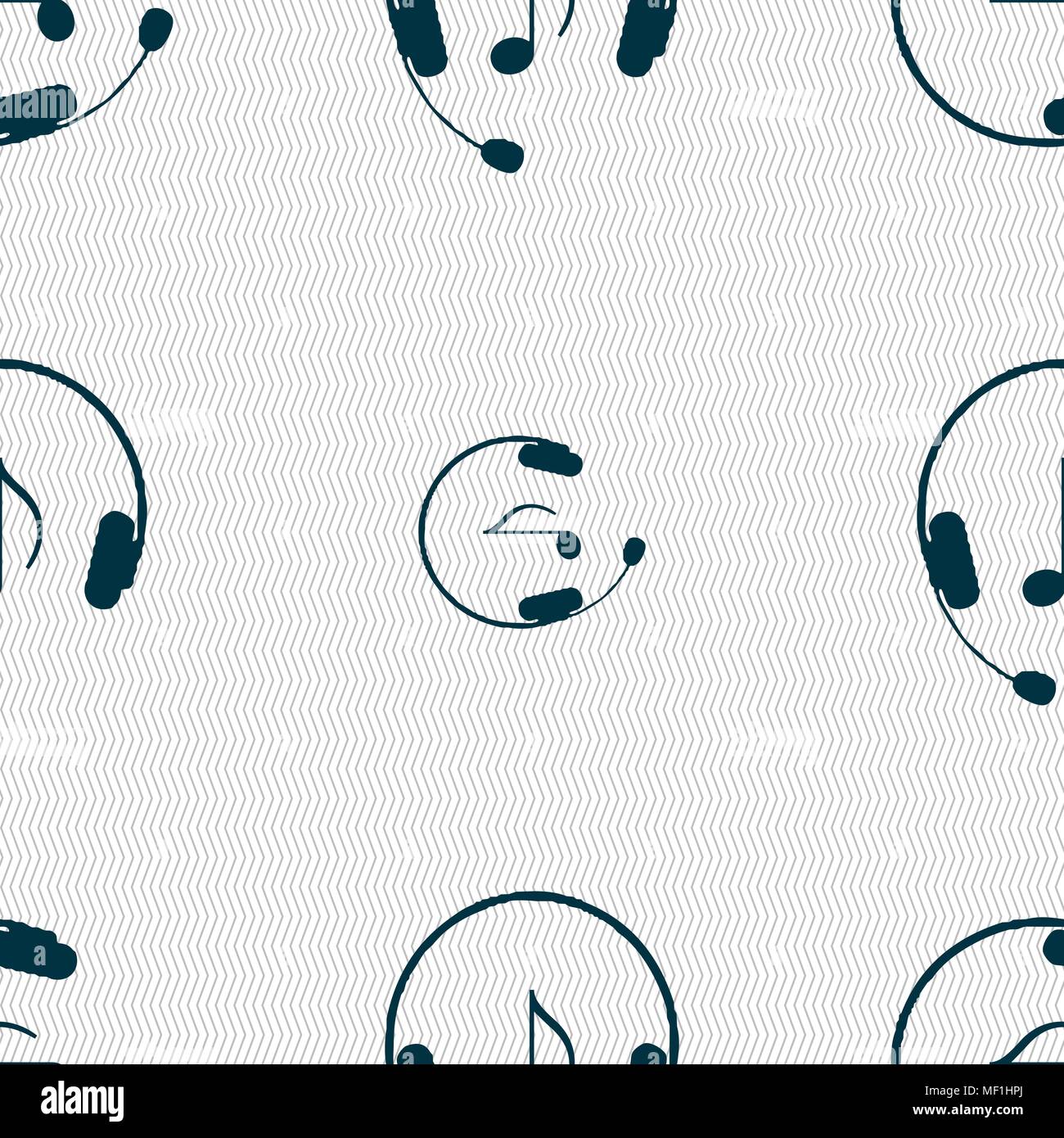 headsets icon sign. Seamless pattern with geometric texture. Vector illustration Stock Vector