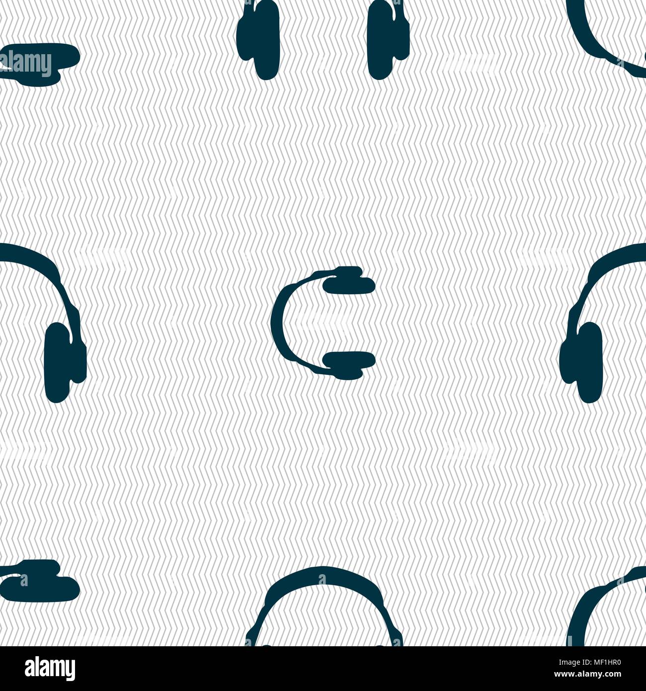 headsets icon sign. Seamless pattern with geometric texture. Vector illustration Stock Vector
