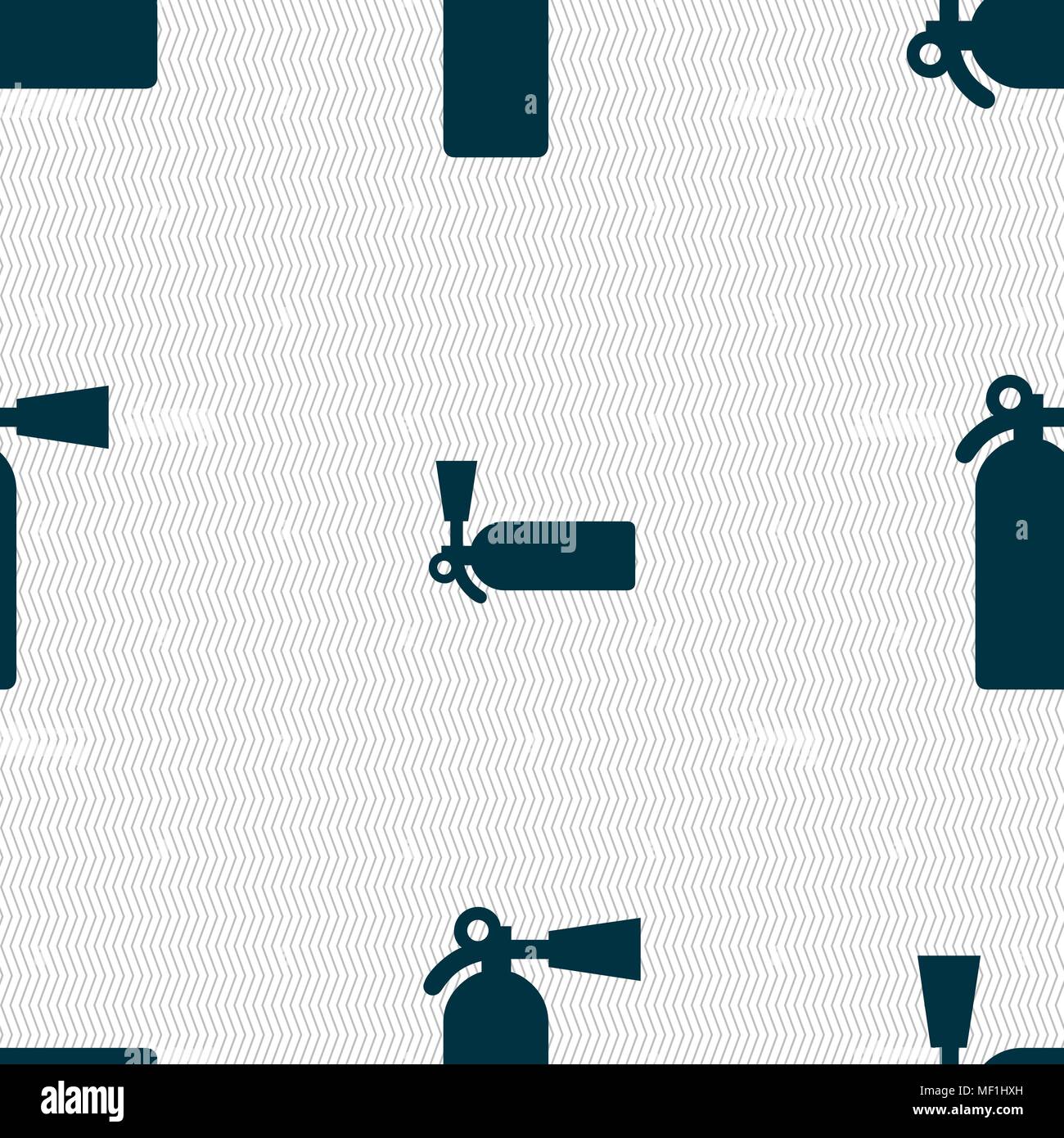 fire extinguisher icon sign. Seamless pattern with geometric texture. Vector illustration Stock Vector