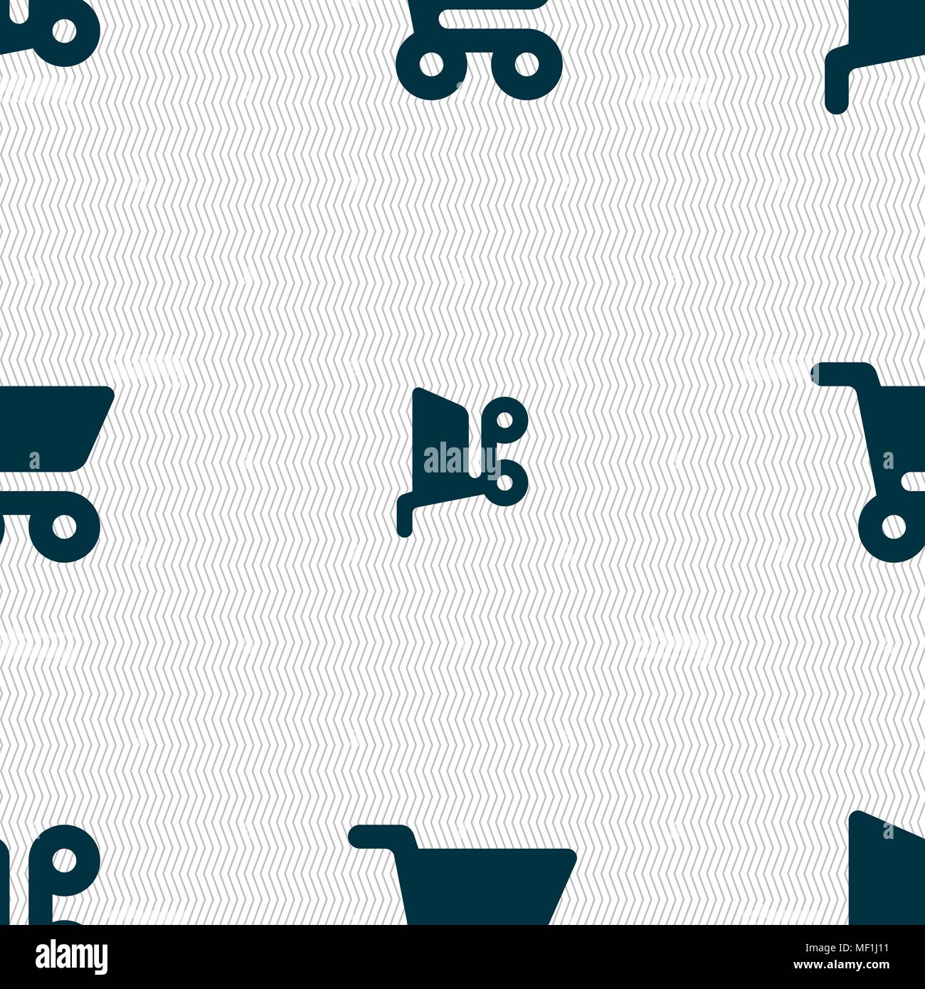 shopping basket icon sign. Seamless pattern with geometric texture. Vector illustration Stock Vector