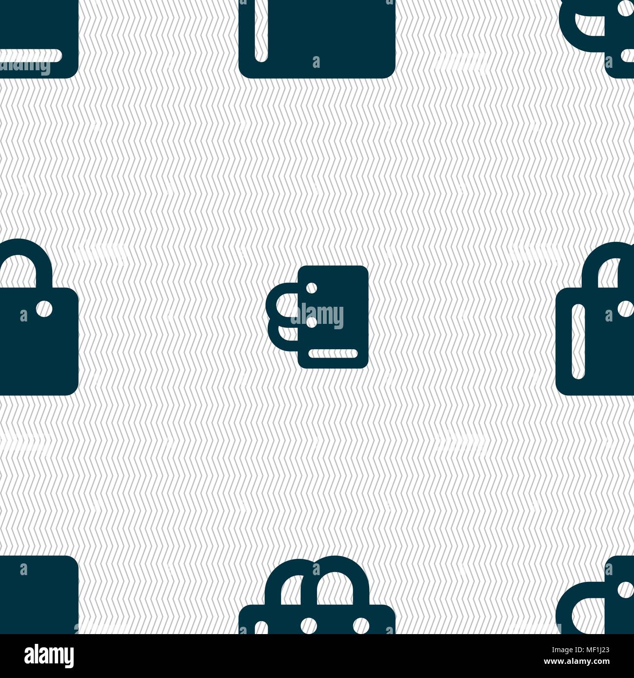 shopping bag icon sign. Seamless pattern with geometric texture. Vector illustration Stock Vector