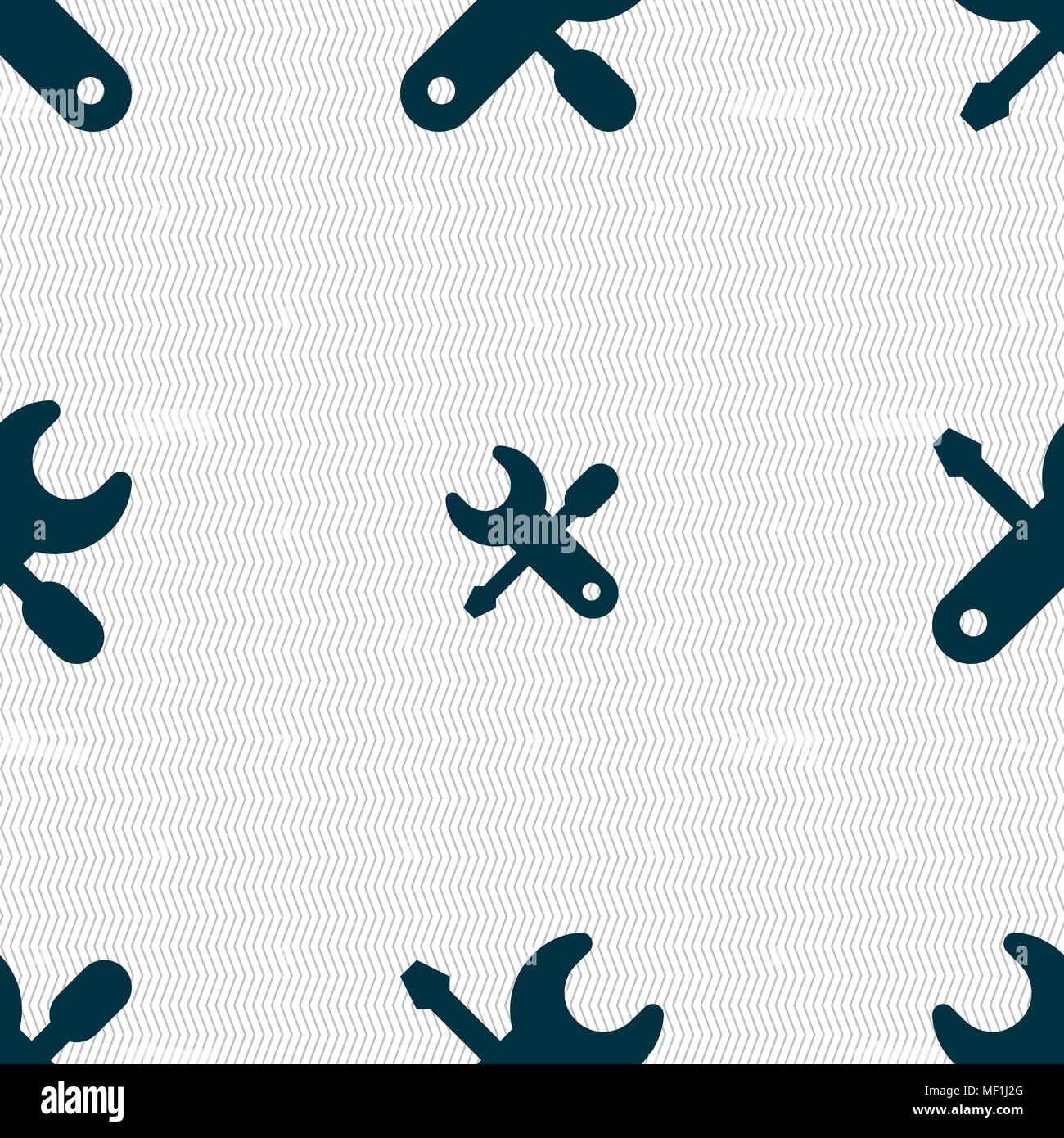 screwdriver, key, settings icon sign. Seamless pattern with geometric texture. Vector illustration Stock Vector