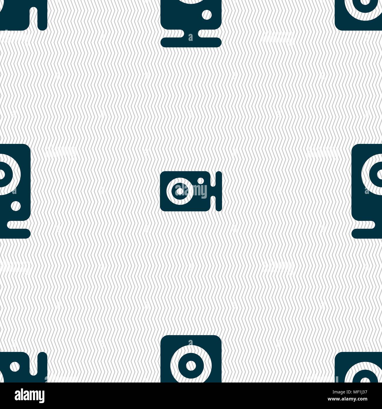 Web cam icon sign. Seamless pattern with geometric texture. Vector illustration Stock Vector