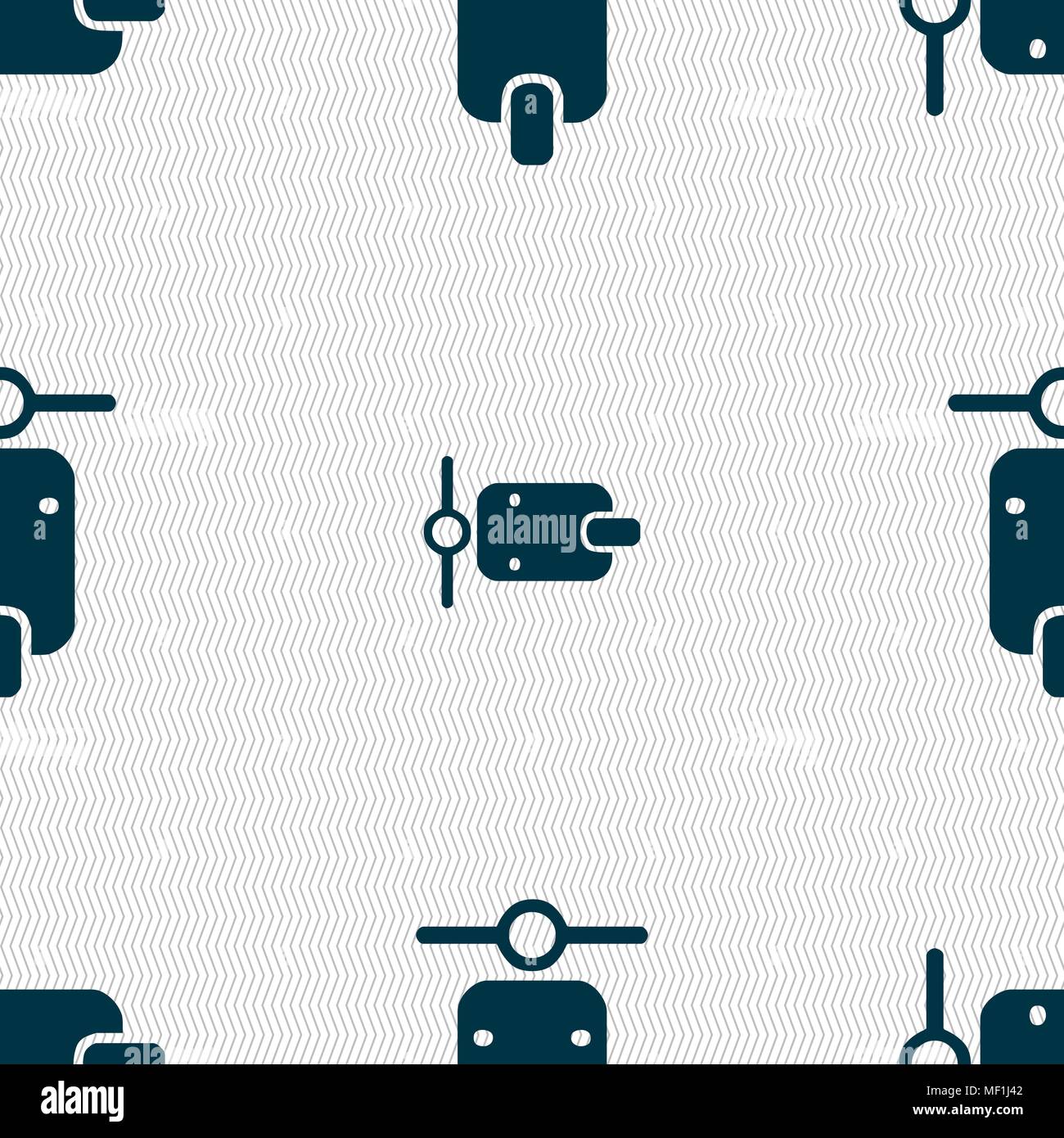 motorcycle icon sign. Seamless pattern with geometric texture. Vector illustration Stock Vector