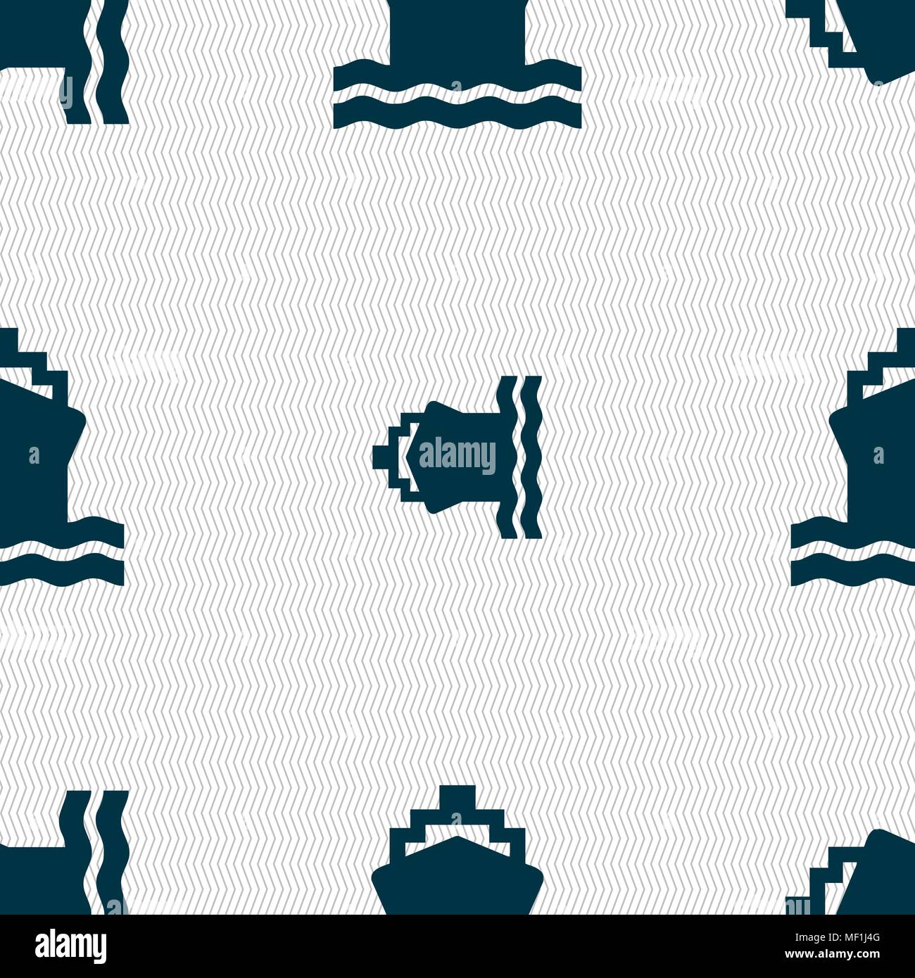 ship icon sign. Seamless pattern with geometric texture. Vector illustration Stock Vector